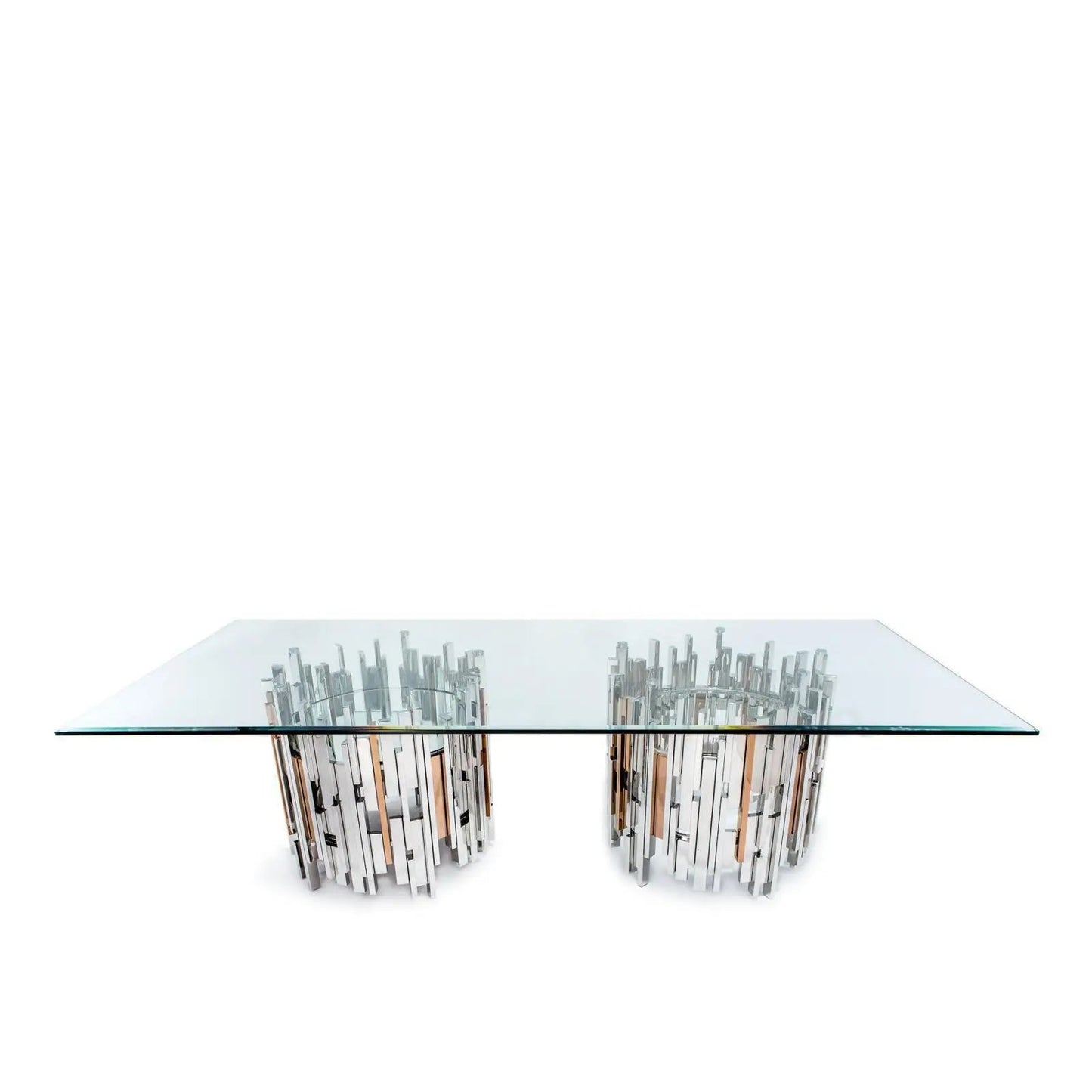 Illusion Rectangular Dining Table with Round Base