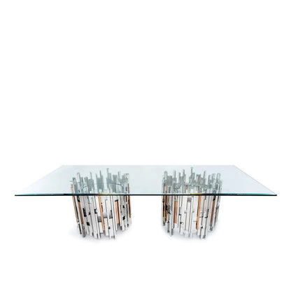 Illusion Rectangular Dining Table with Round Base