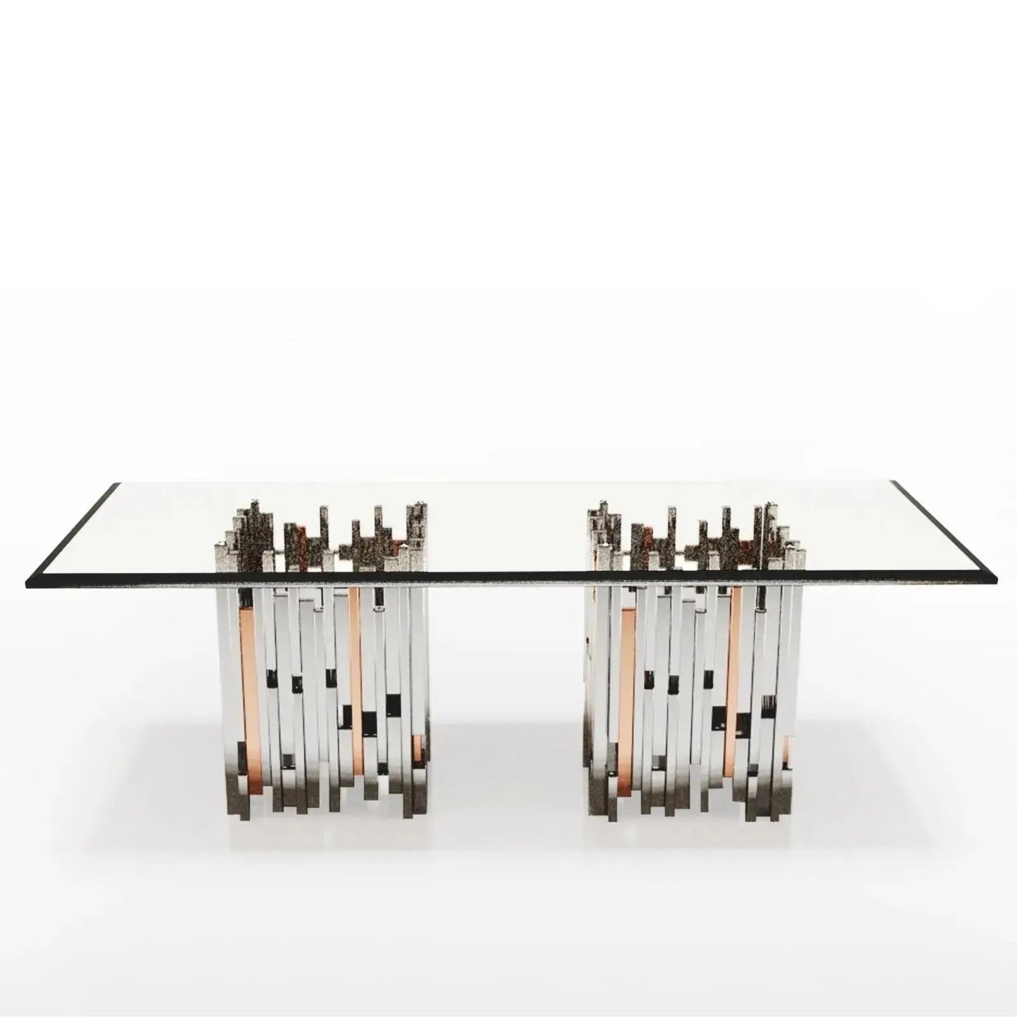 Illusion Rectangle Dining Table with Square Bases