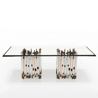 Illusion Rectangle Dining Table with Square Bases