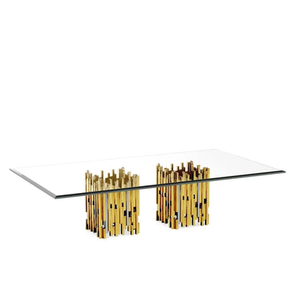 Illusion Rectangle Dining Table with Square Bases