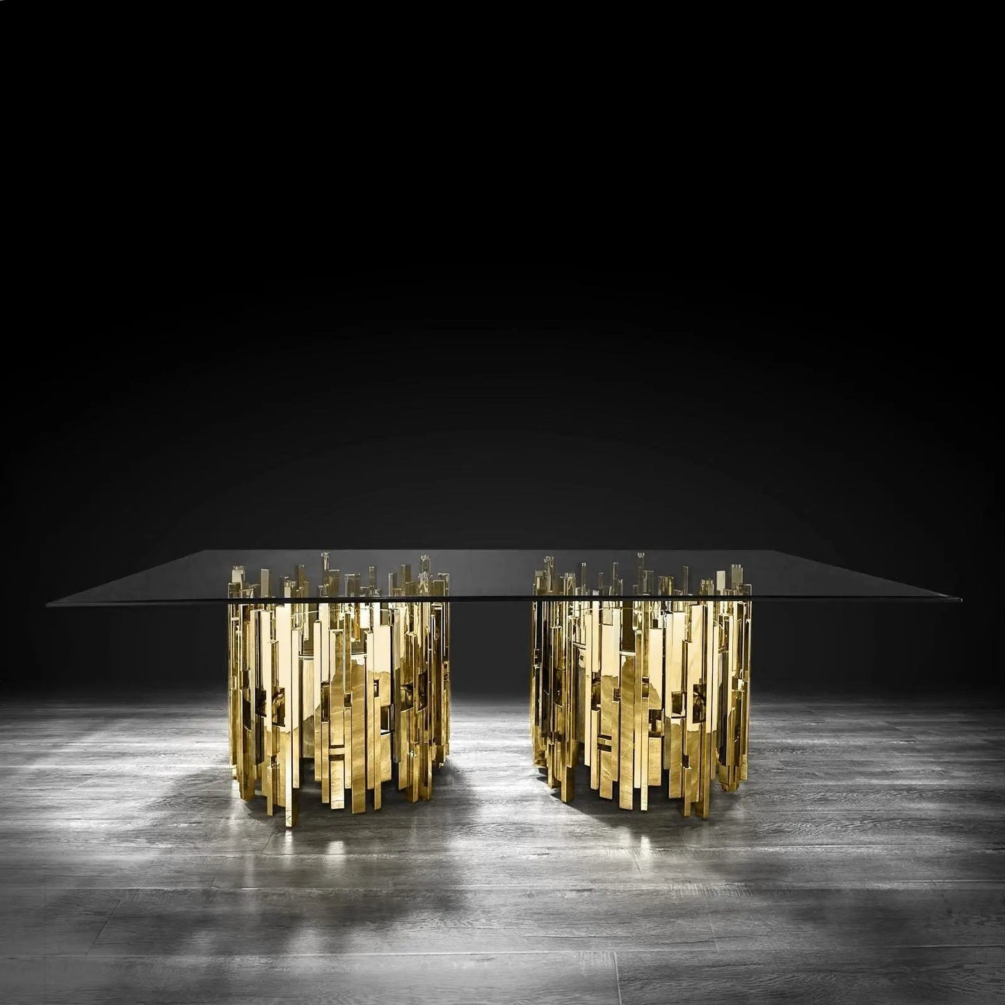 Illusion Rectangular Dining Table with Round Base