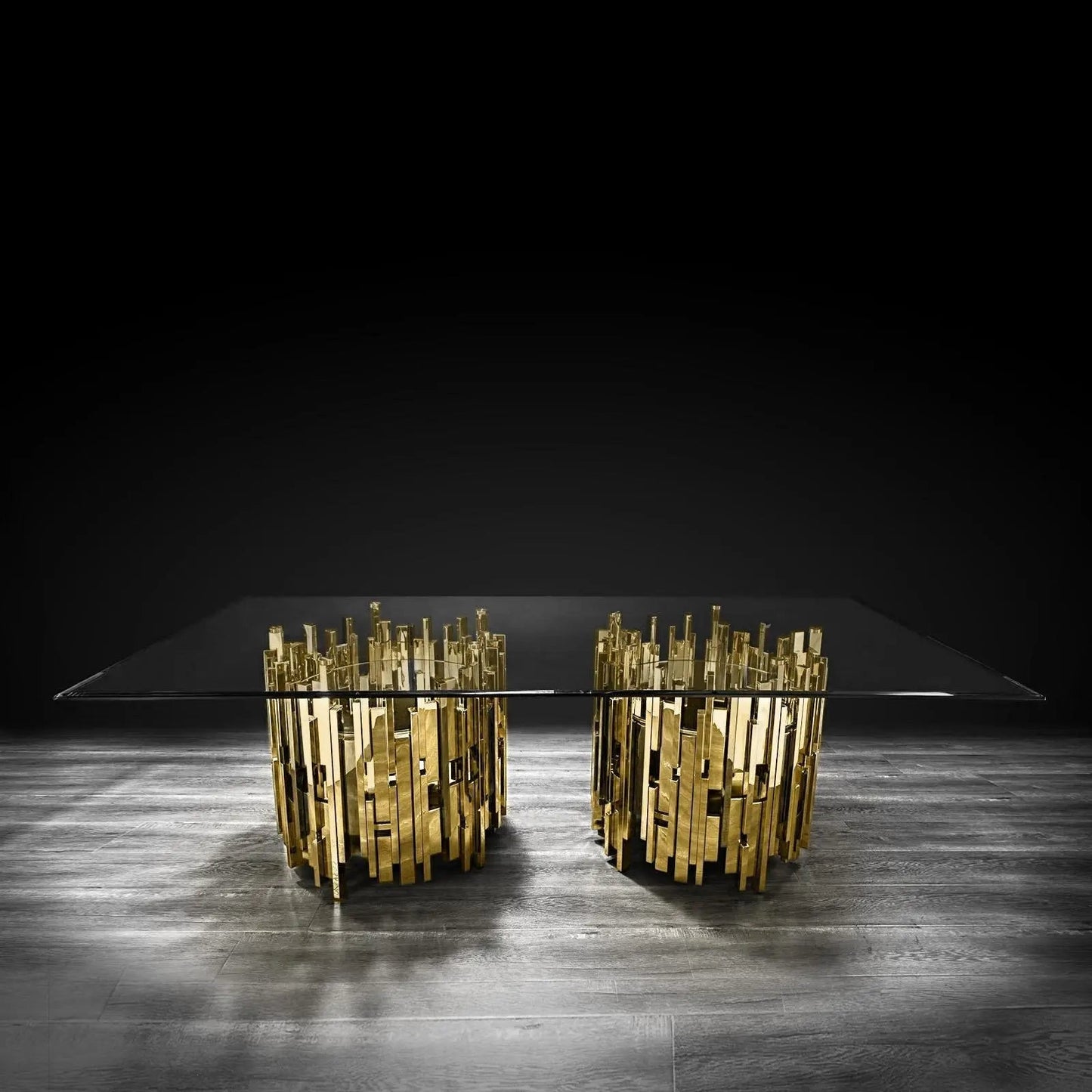 Illusion Rectangular Dining Table with Round Base