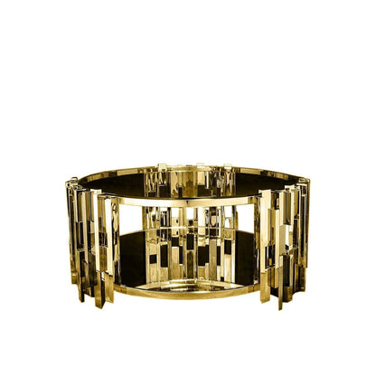 Illusion Round All Titanium Gold Polished Stainless Steel Base Coffee Table RG