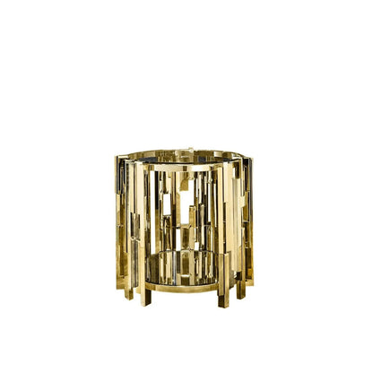 Illusion Round All Titanium Gold Polished Stainless Steel Base End Table