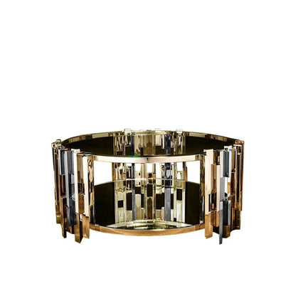 Illusion Round Titanium Gold Polished Stainless Steel Base Coffee Table