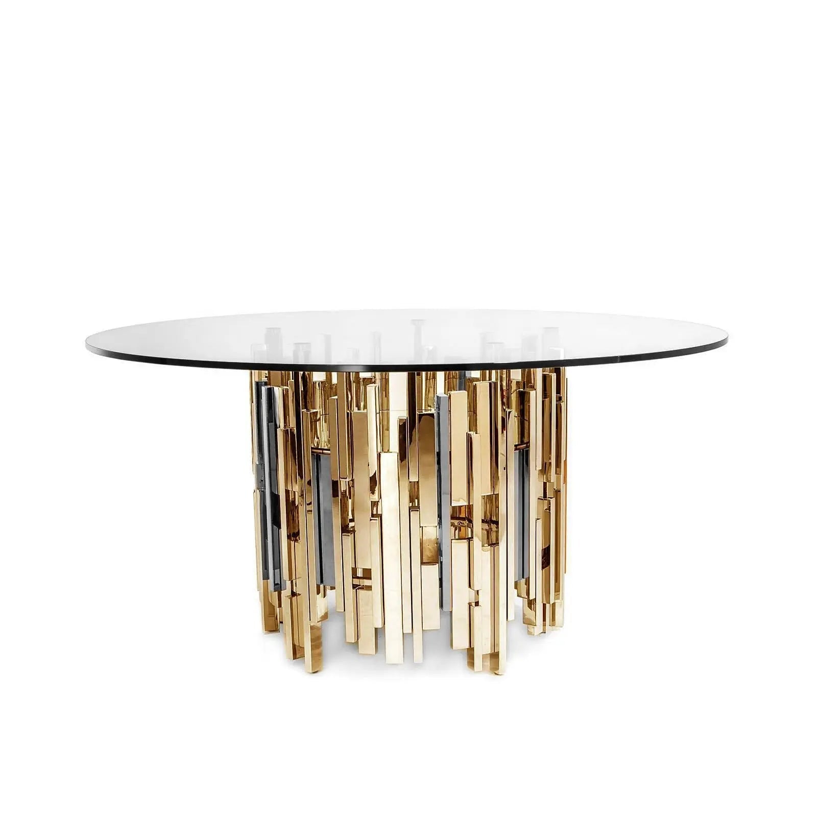 Illusion Round Titanium Gold Polished Stainless Steel Base Dining Table RG