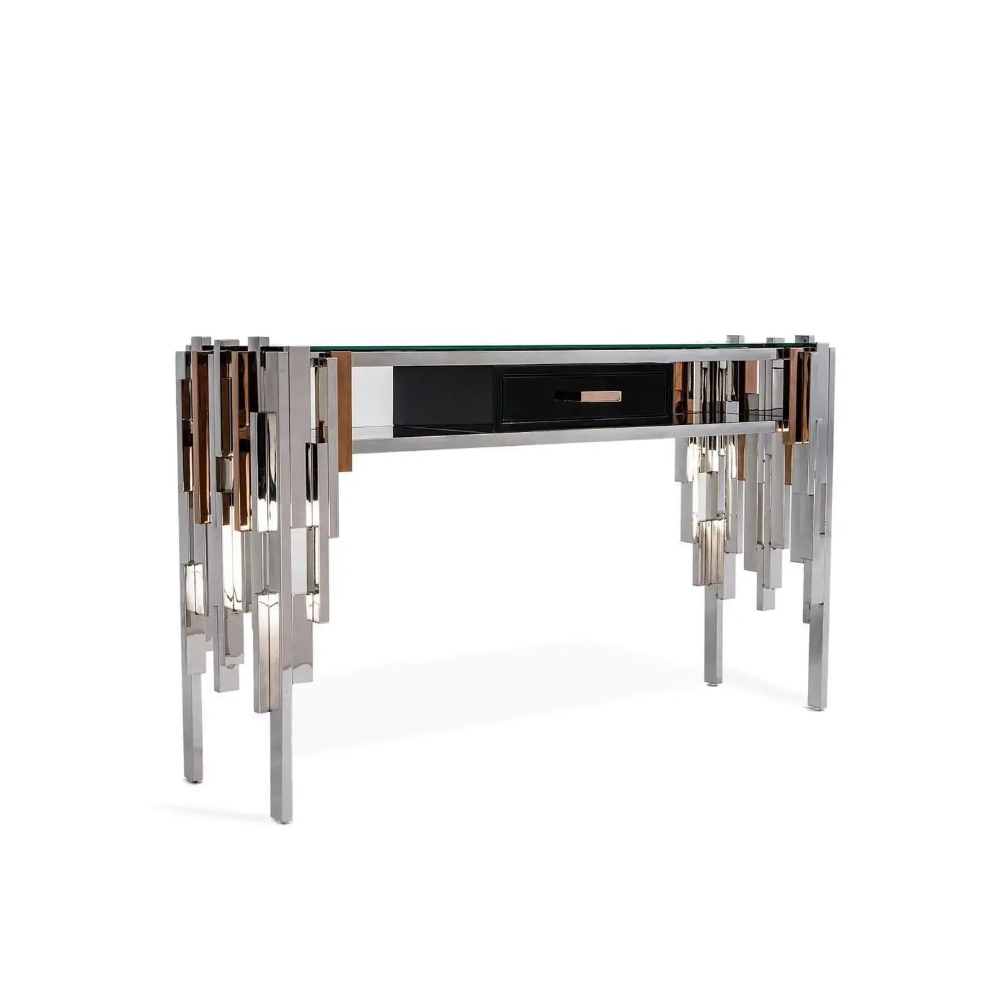 Illusion Glass-Top Console Table with Contemporary Appeal
