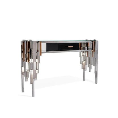 Illusion Glass-Top Console Table with Contemporary Appeal