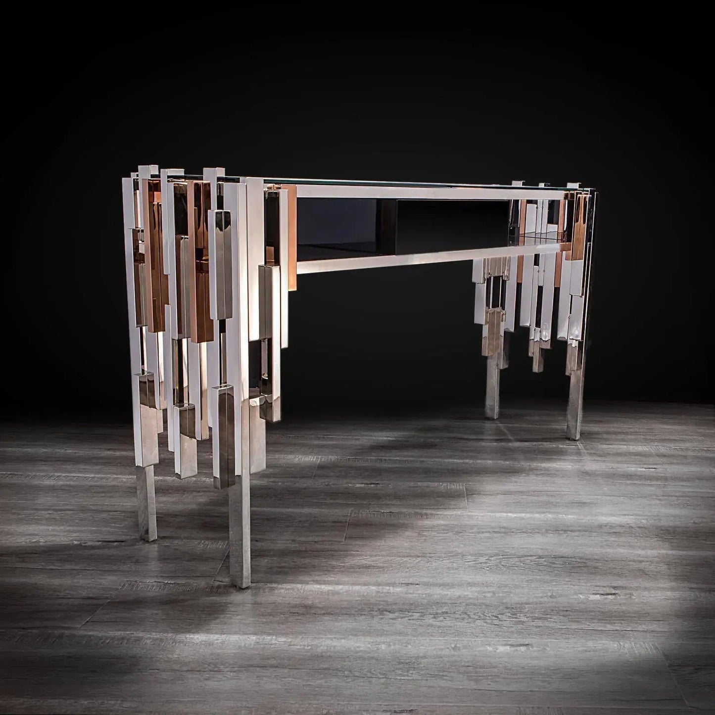 Illusion Glass-Top Console Table with Contemporary Appeal