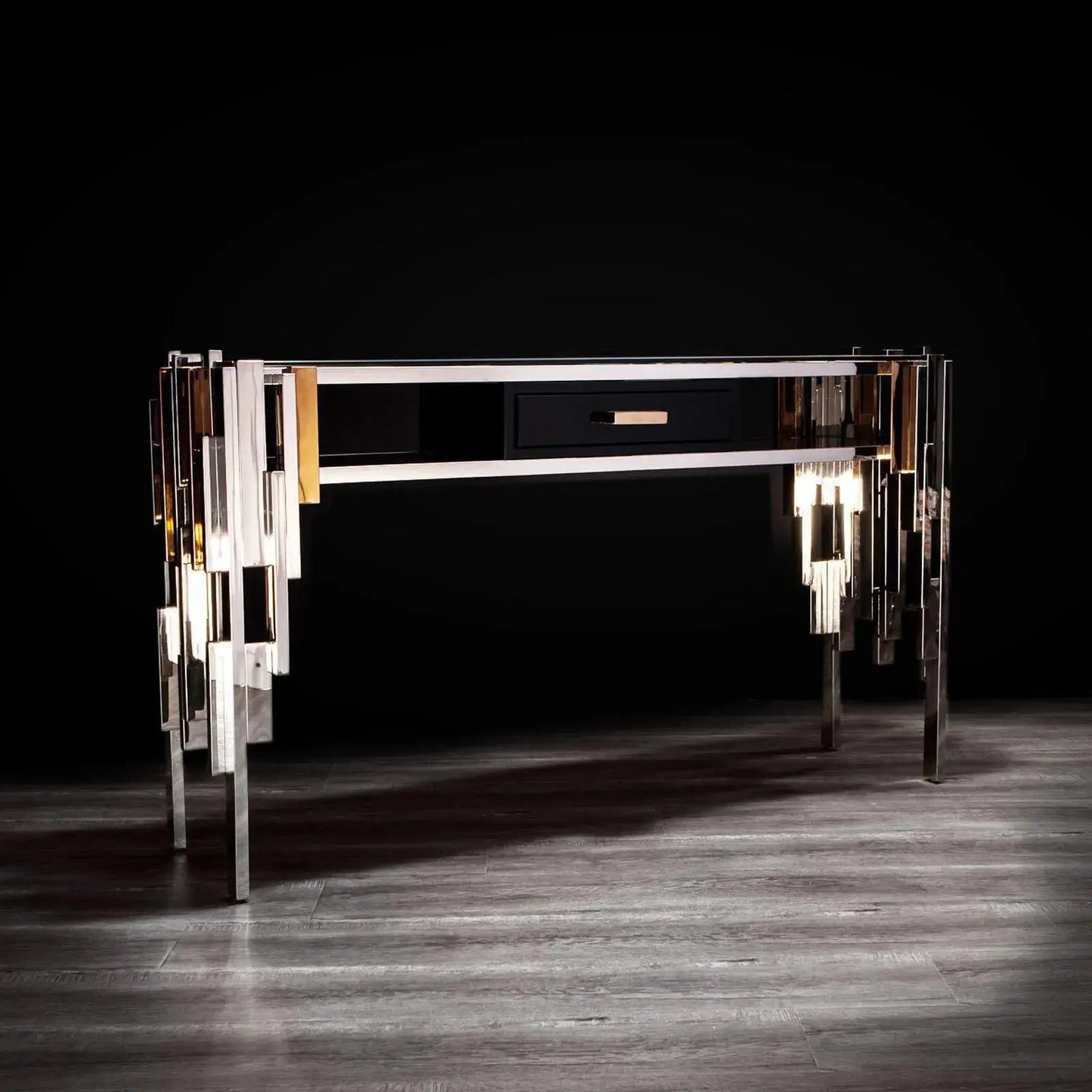 Illusion Glass-Top Console Table with Contemporary Appeal