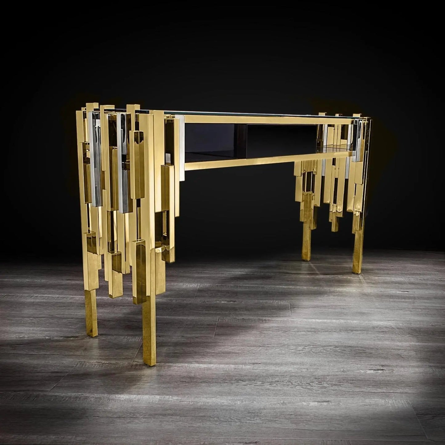 Illusion Glass-Top Console Table with Contemporary Appeal