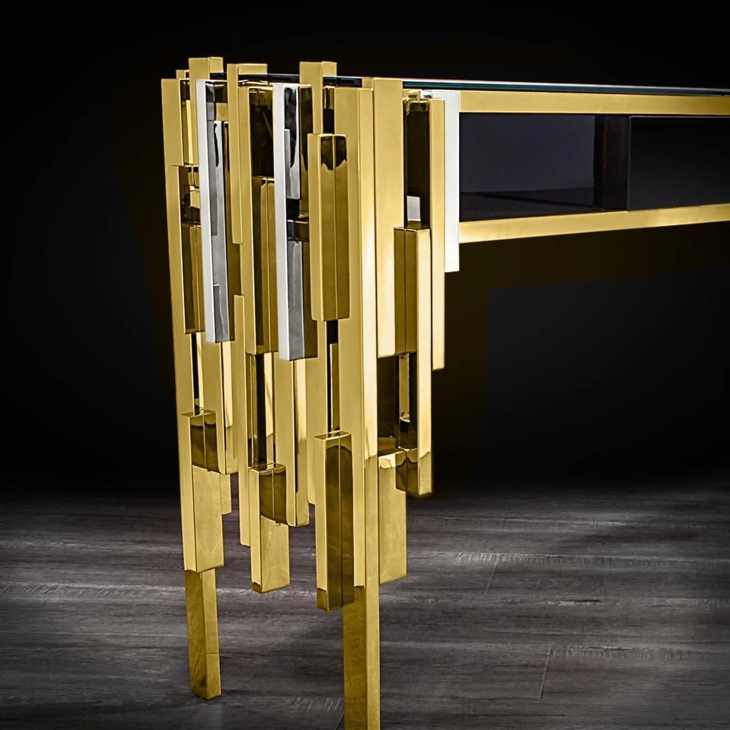 Illusion Glass-Top Console Table with Contemporary Appeal