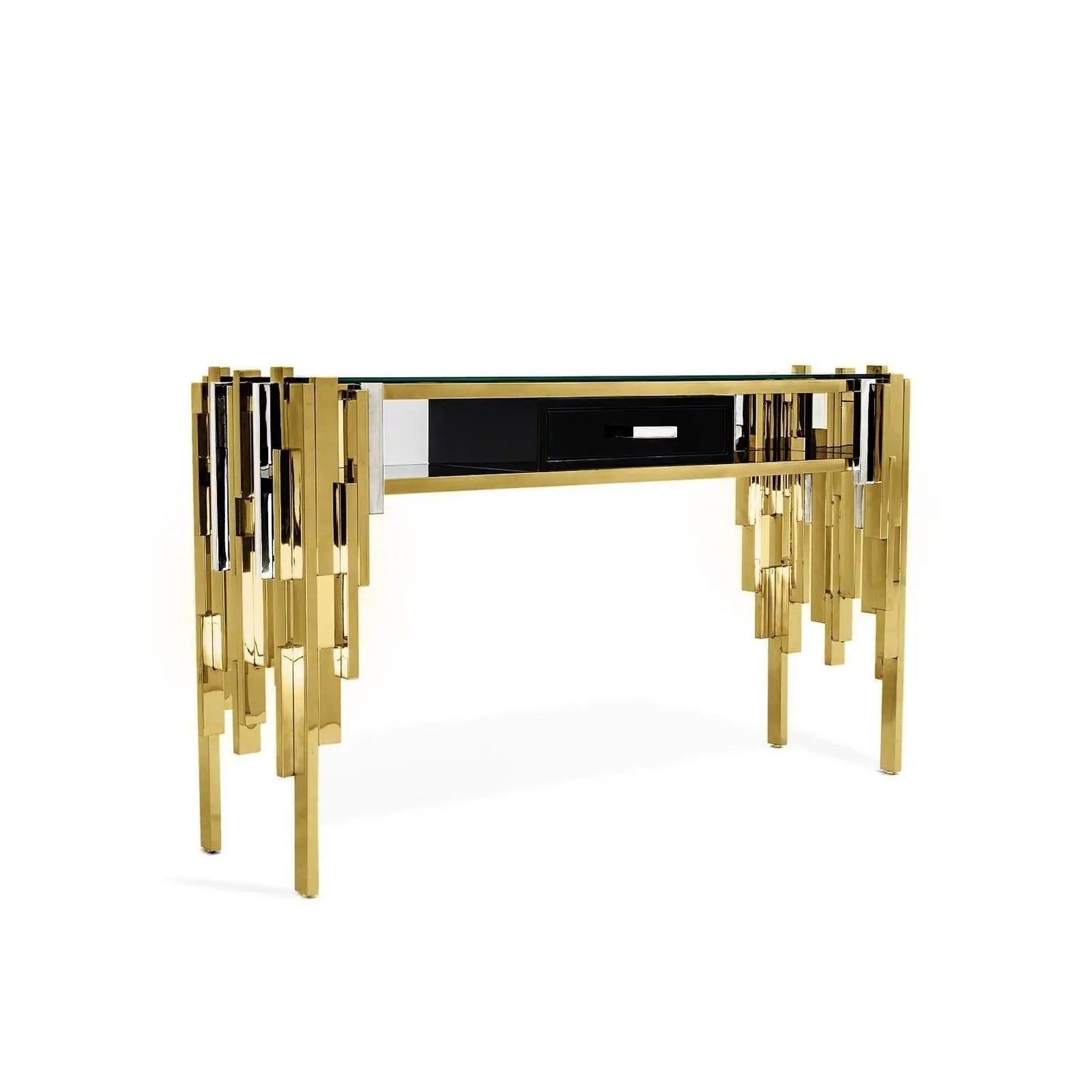 Illusion Glass-Top Console Table with Contemporary Appeal