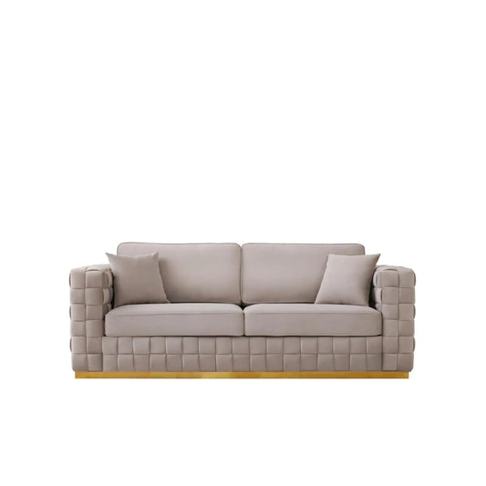 Liam Titanium Gold Brushed Stainless Steel Base Taupe Sofa Set RG