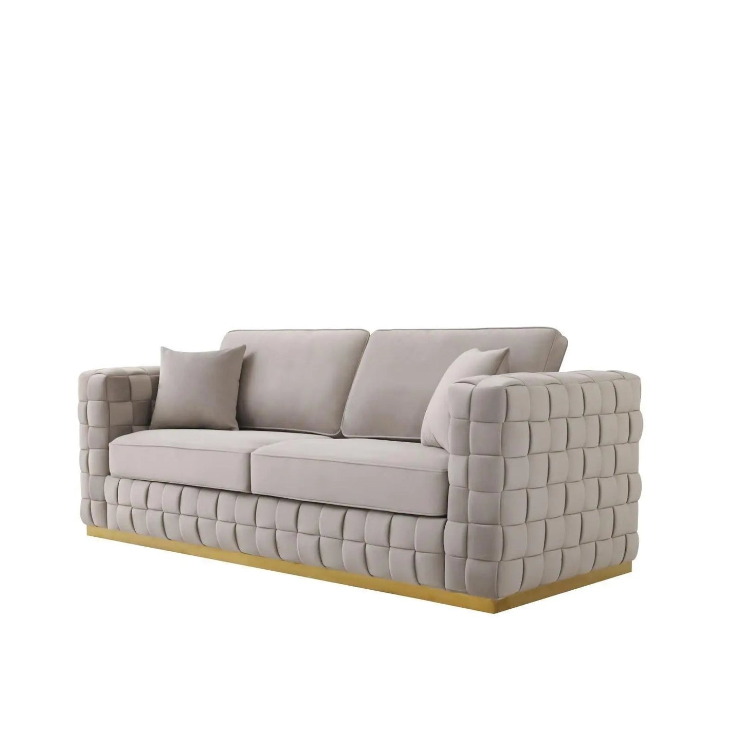 Liam Sofa Set with Brushed Gold Finish – Taupe