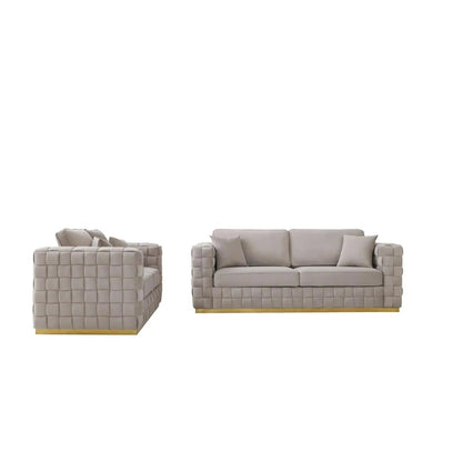 Liam Sofa Set with Brushed Gold Finish – Taupe