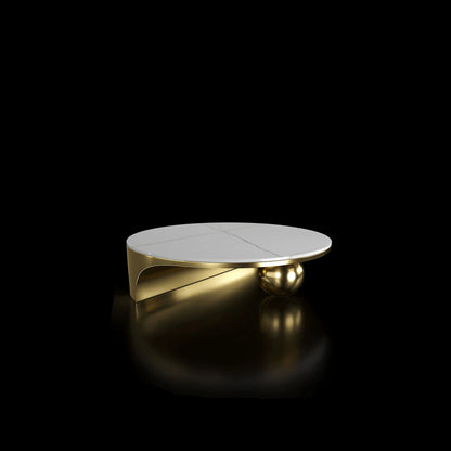 Libero Titanium Gold Round Coffee Table in Classic Design