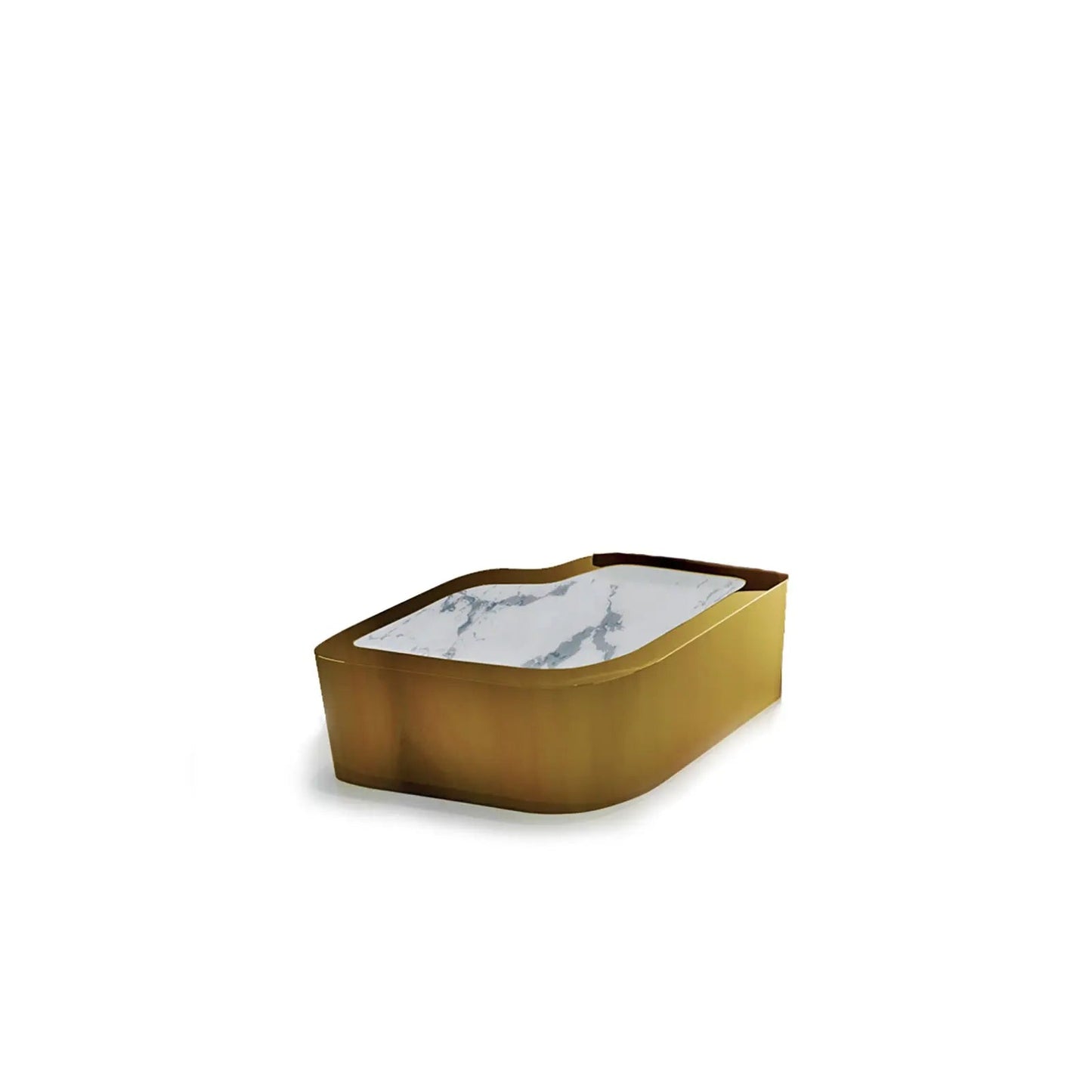 Lips Titanium Gold Polished Stainless Steel Base Coffee Table Marble Top Small