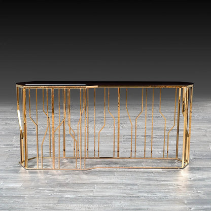 Lorensia Large Console Table with Glass Top