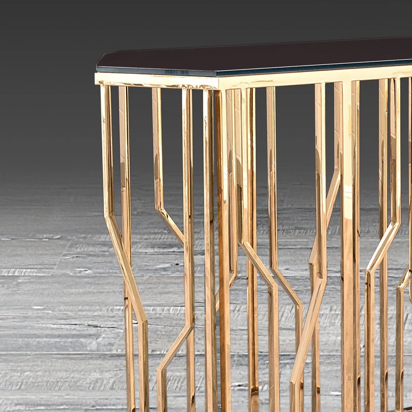 Lorensia Large Console Table with Glass Top