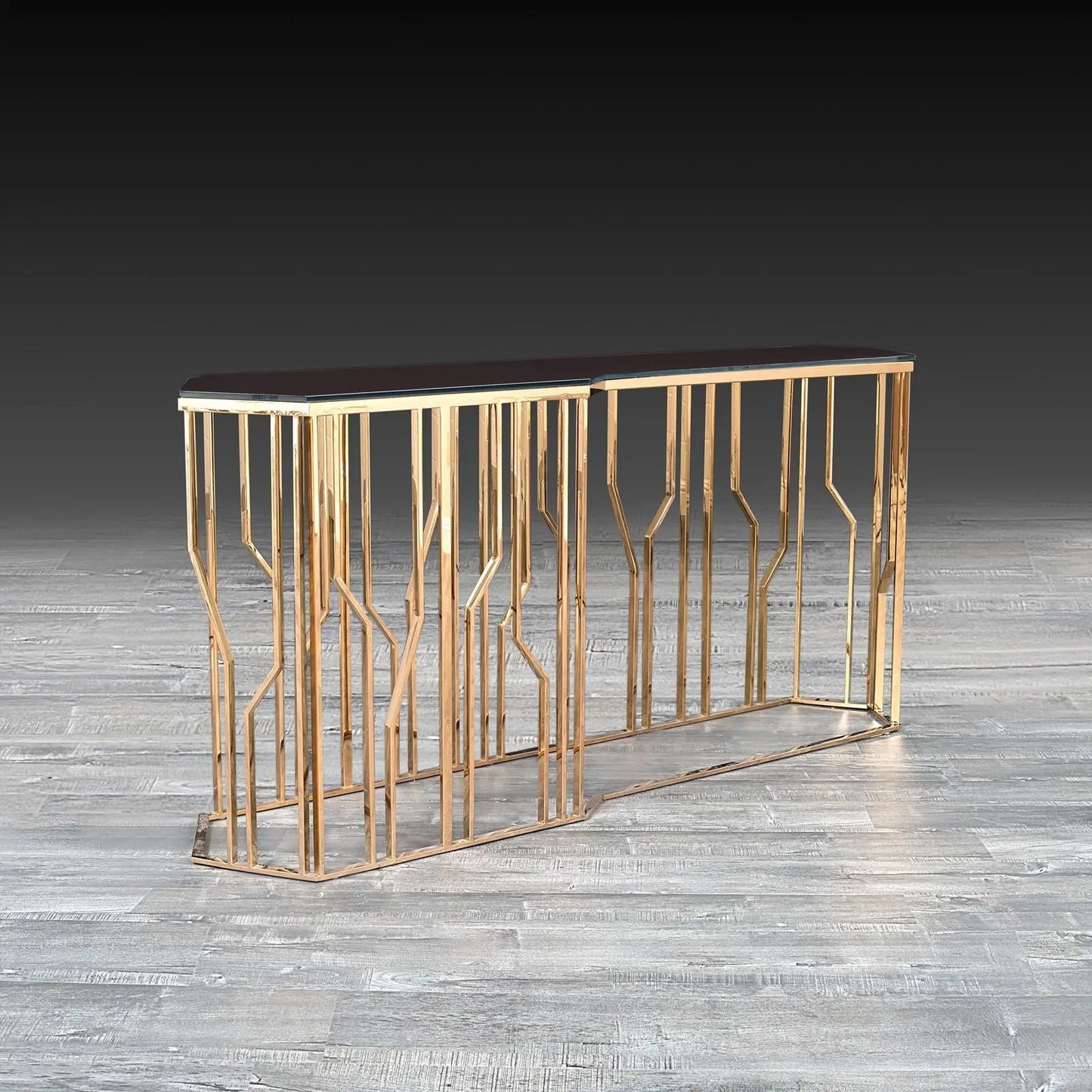 Lorensia Large Console Table with Glass Top