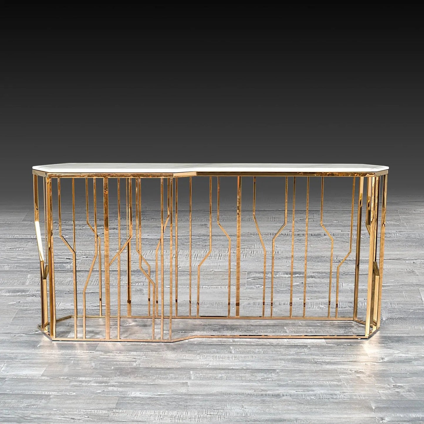 Lorensia Large Console Table with Glass Top