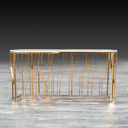 Lorensia Large Console Table with Glass Top
