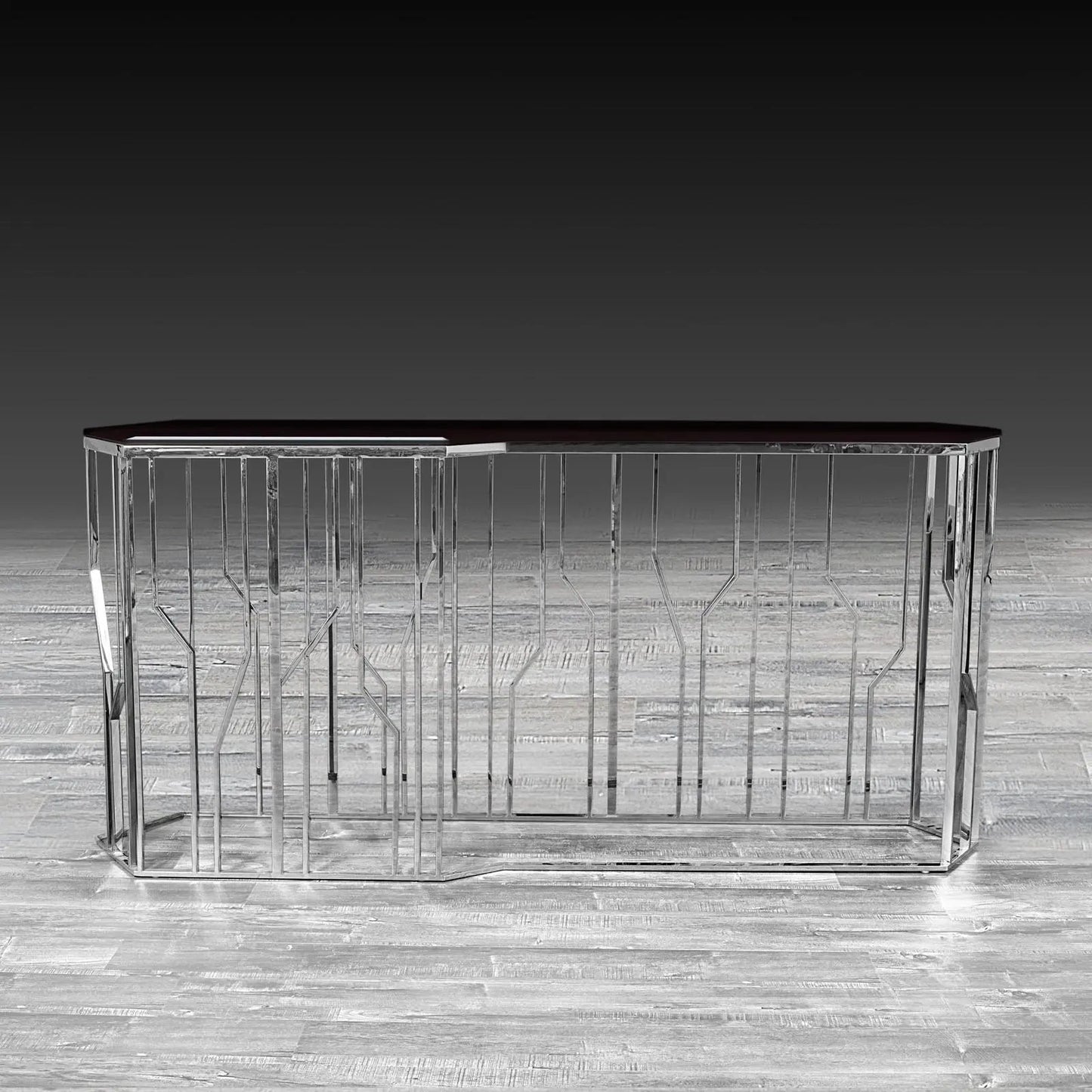 Lorensia Large Console Table with Glass Top
