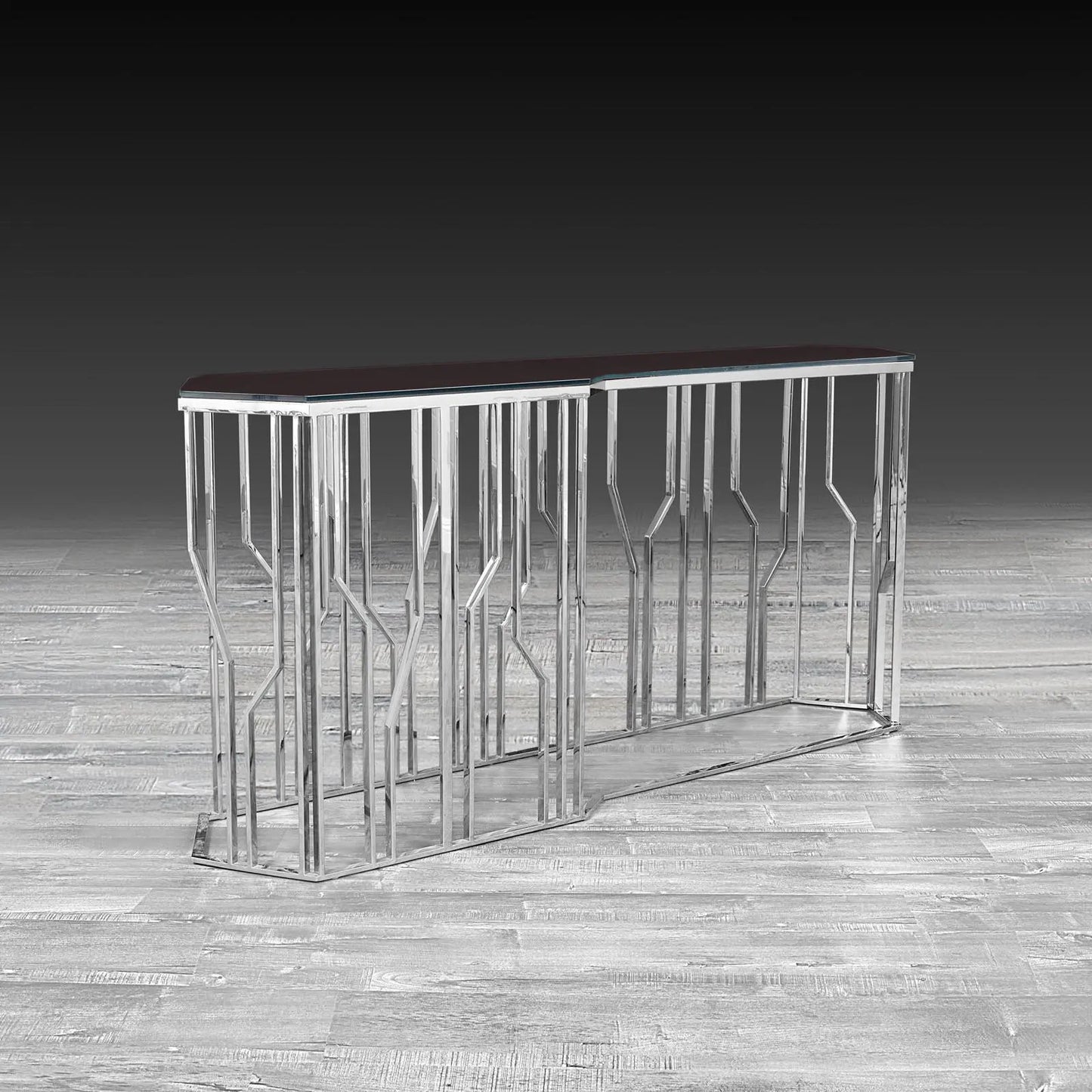 Lorensia Large Console Table with Glass Top