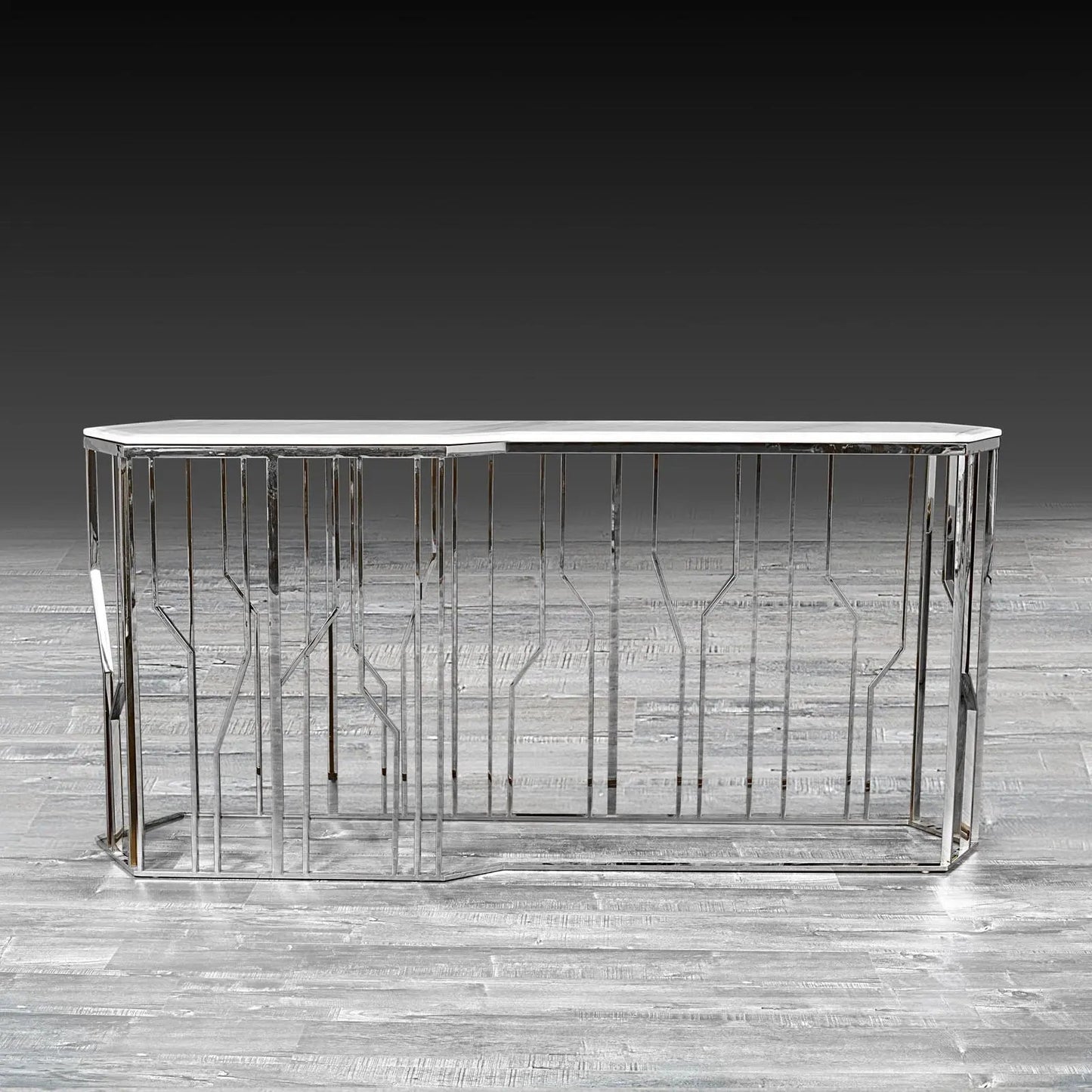 Lorensia Large Console Table with Glass Top