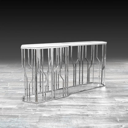 Lorensia Large Console Table with Glass Top