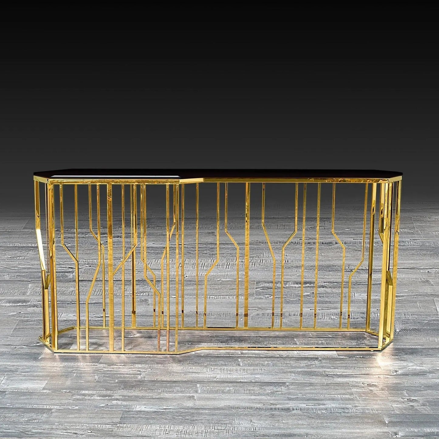 Lorensia Large Console Table with Glass Top