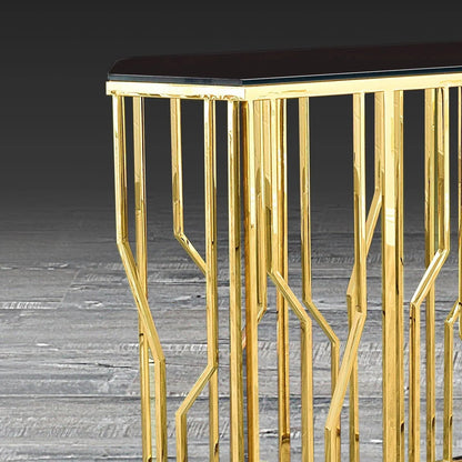 Lorensia Large Console Table with Glass Top