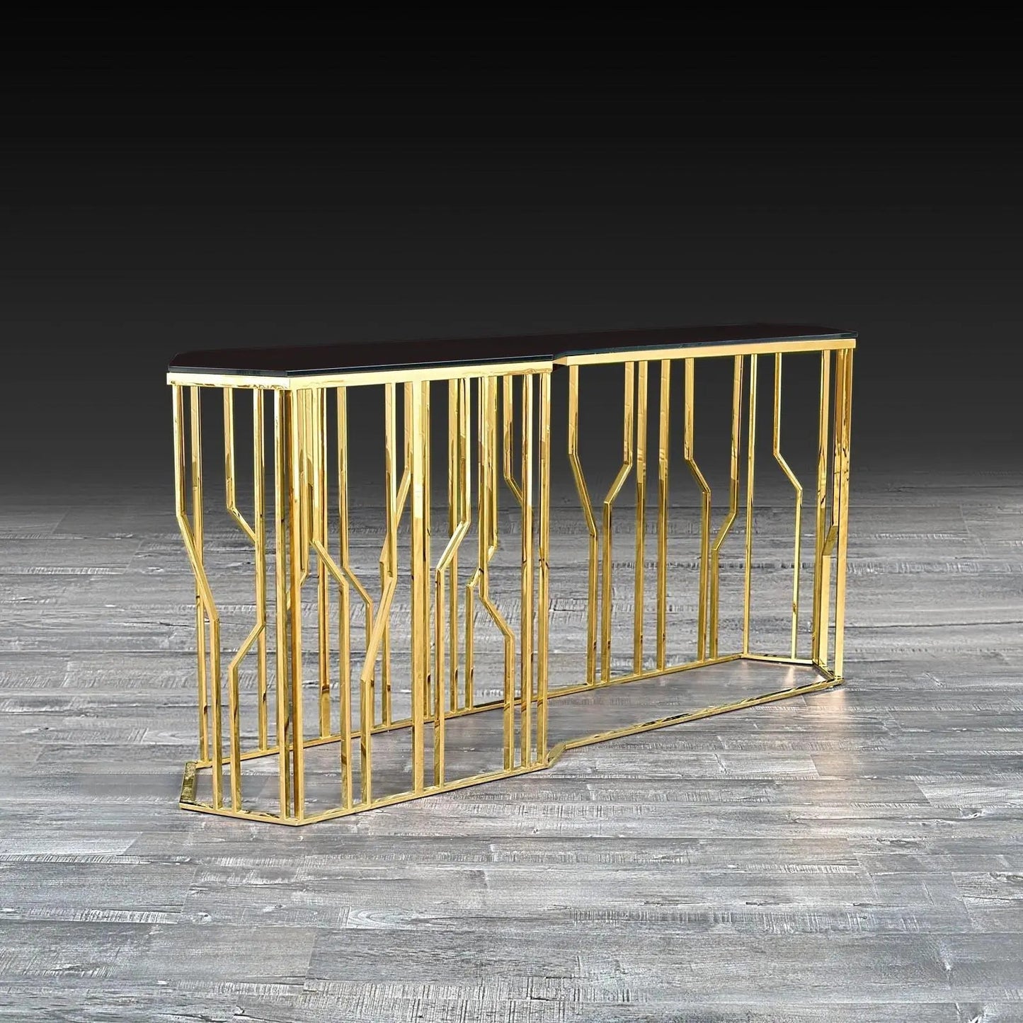 Lorensia Large Console Table with Glass Top