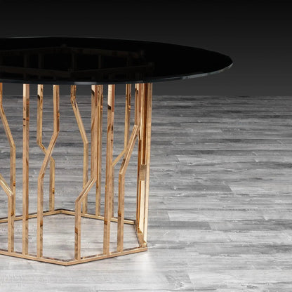 Lorensia Round Dining Table – Rose Gold Finish