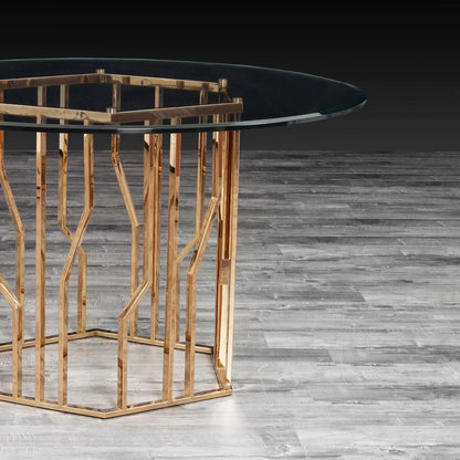 Lorensia Round Dining Table – Rose Gold Finish