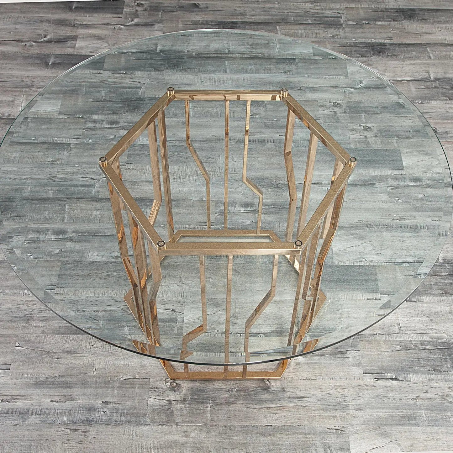 Lorensia Round Dining Table – Rose Gold Finish