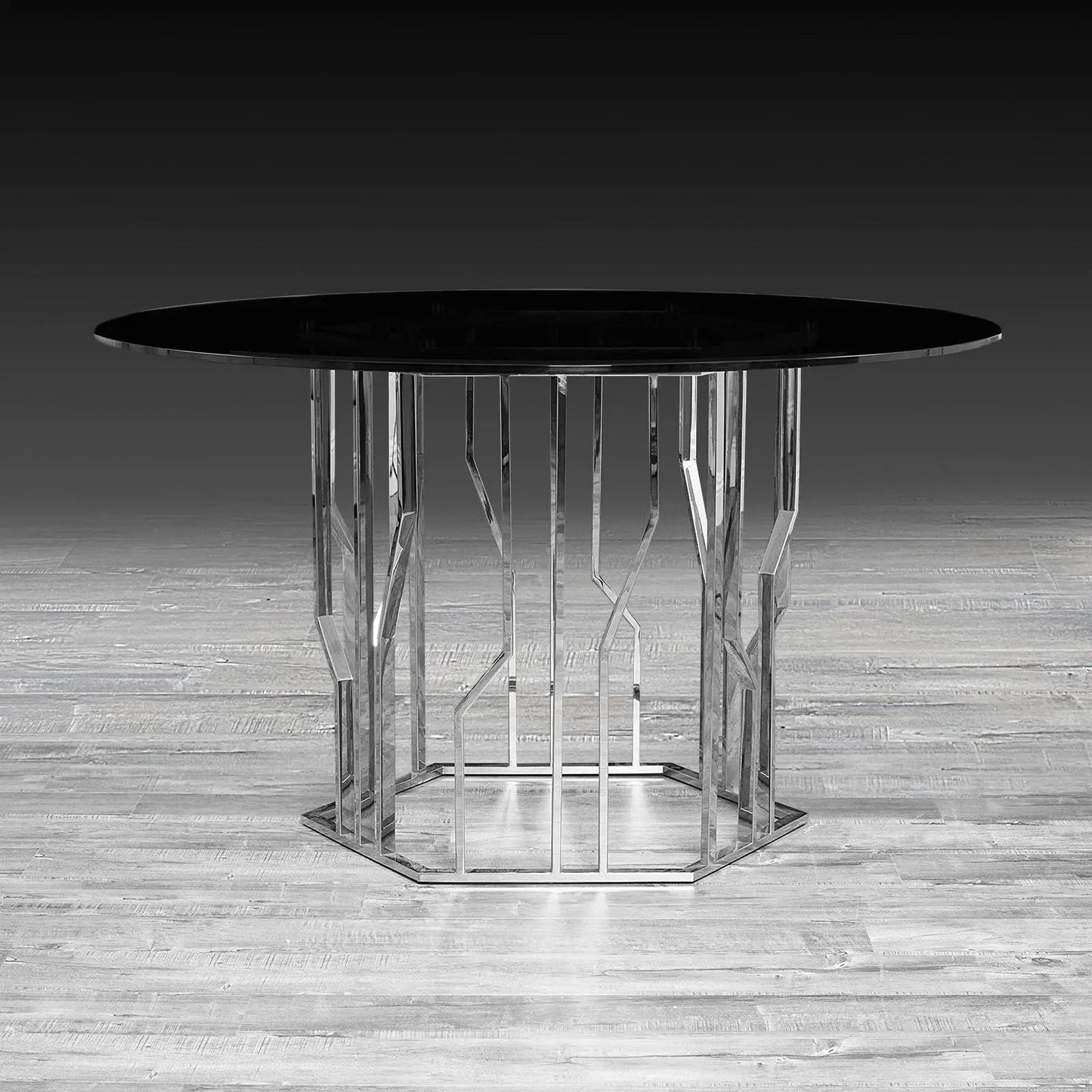 Lorensia Round Dining Table in Silver