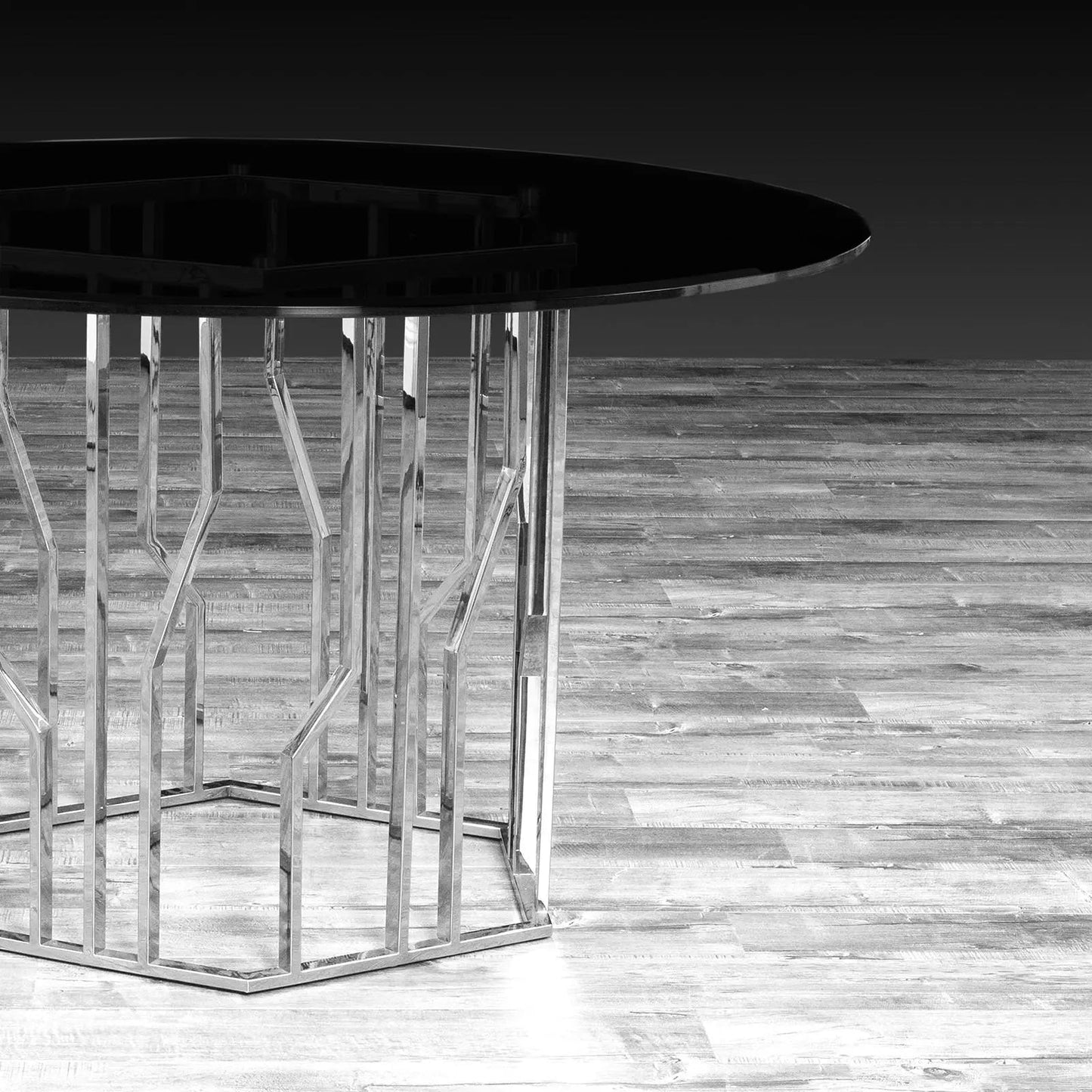 Lorensia Round Dining Table in Silver