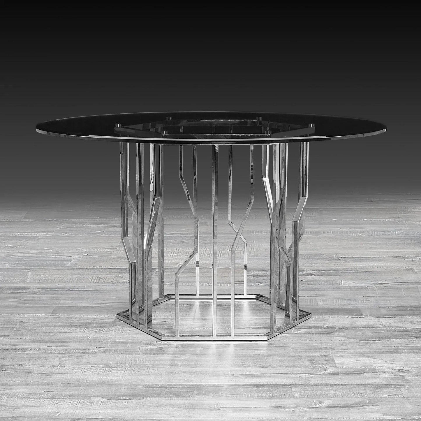 Lorensia Round Dining Table in Silver