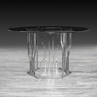 Lorensia Round Dining Table in Silver