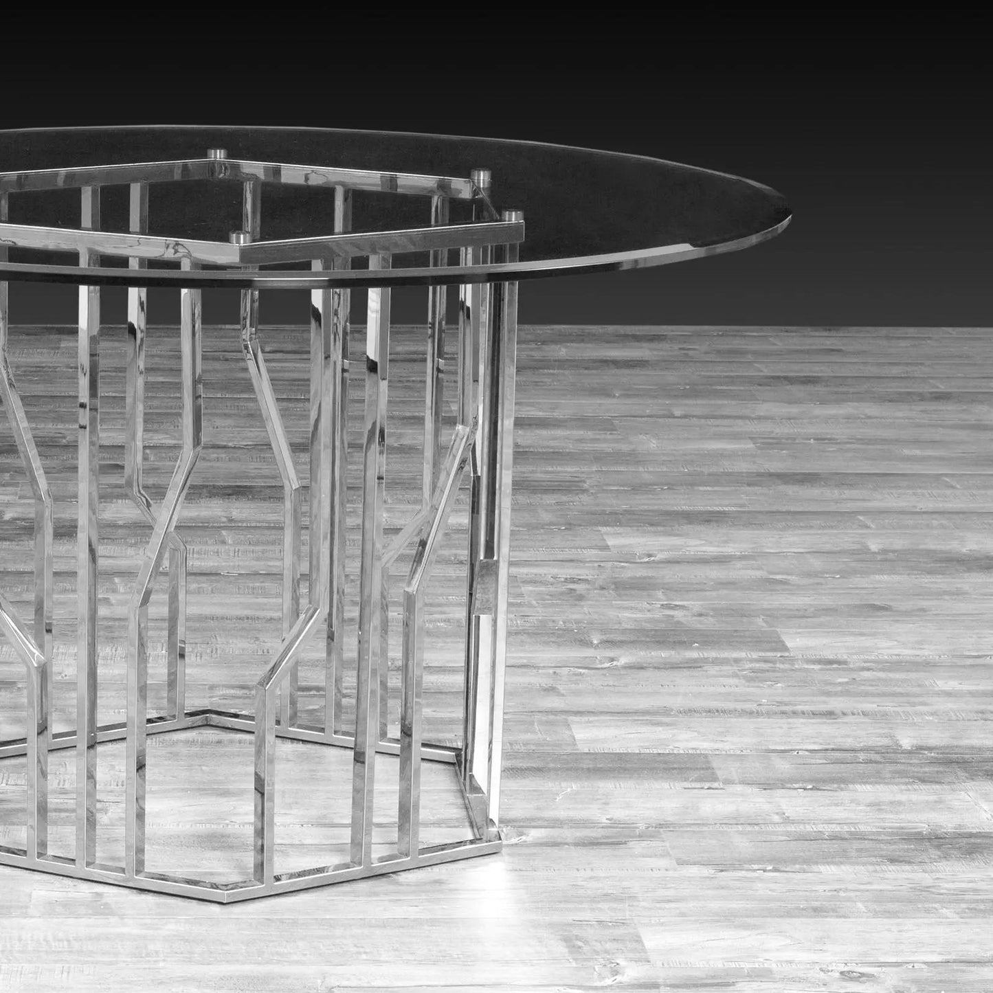 Lorensia Round Dining Table in Silver