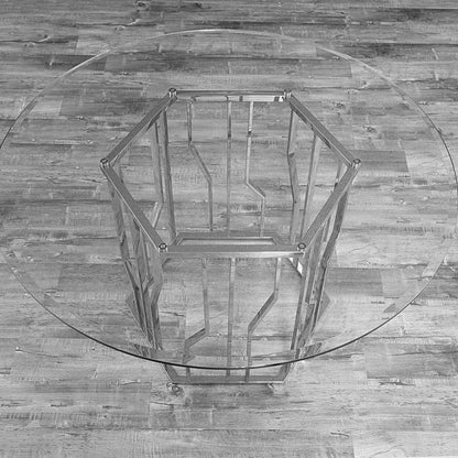 Lorensia Round Dining Table in Silver
