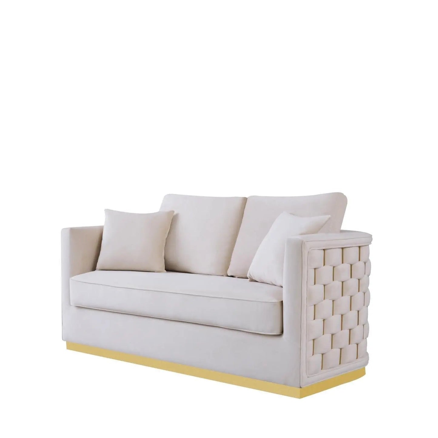 Lucia Shiny Gold Sofa Set – Beige