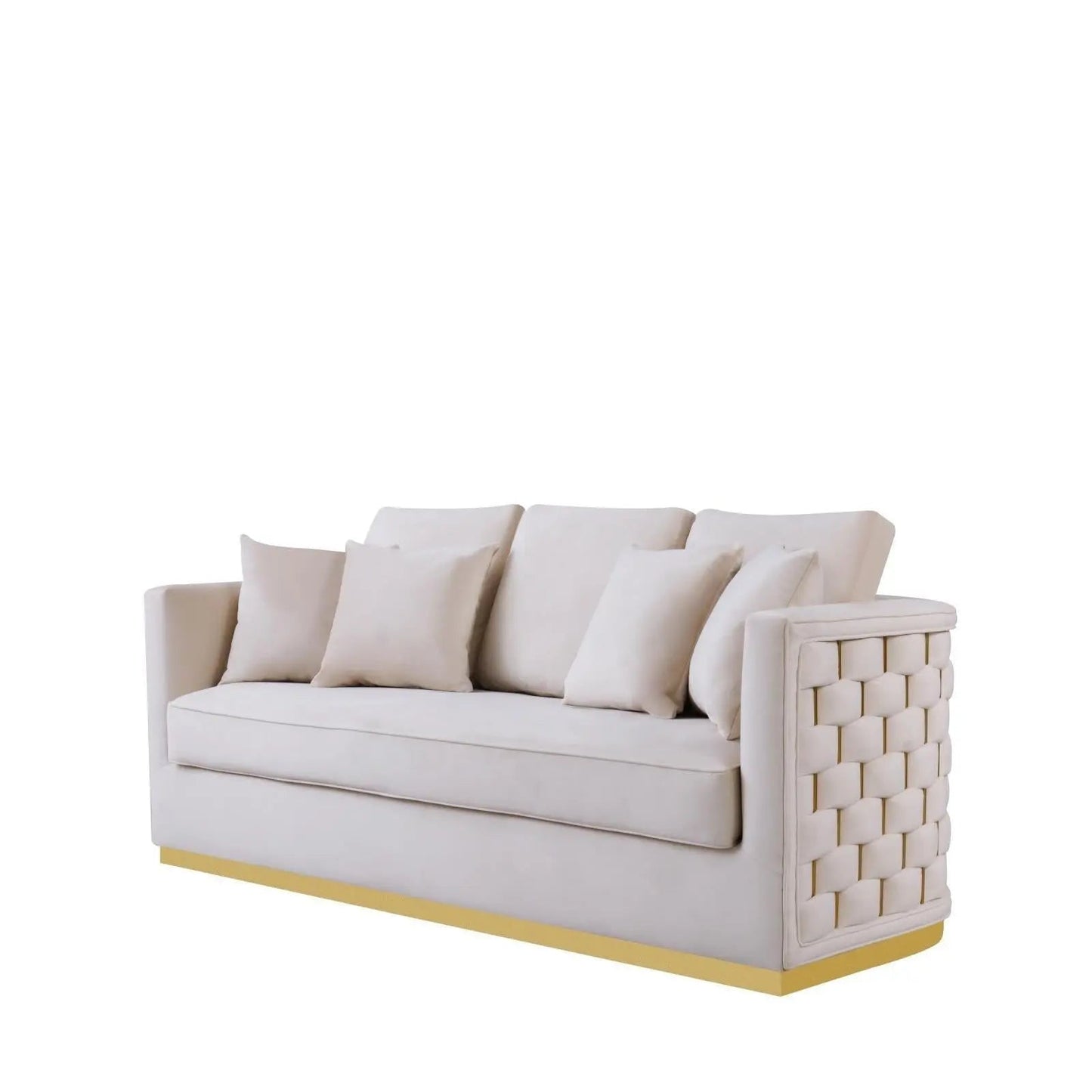 Lucia Shiny Gold Sofa Set – Beige