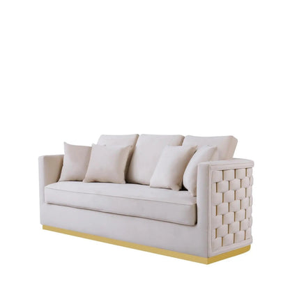 Lucia Shiny Gold Sofa Set – Beige