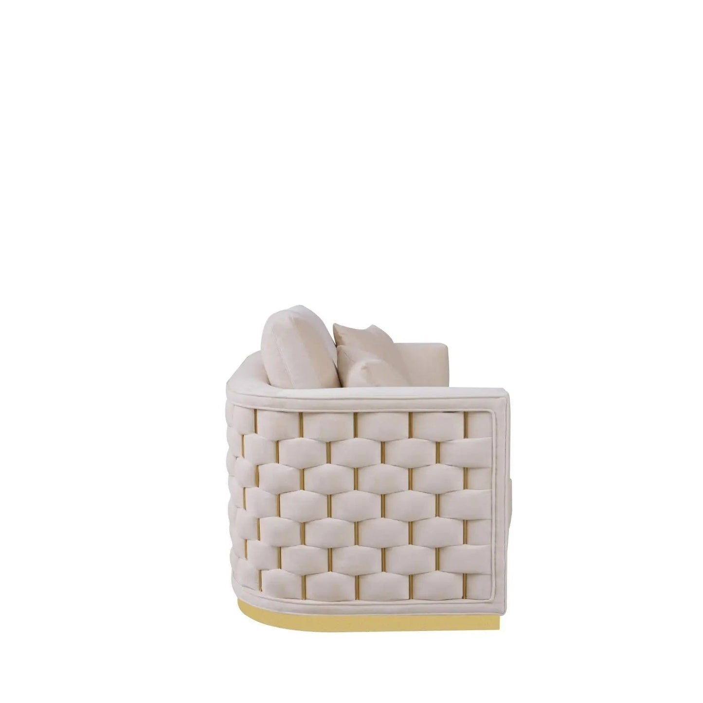 Lucia Shiny Gold Sofa Set – Beige