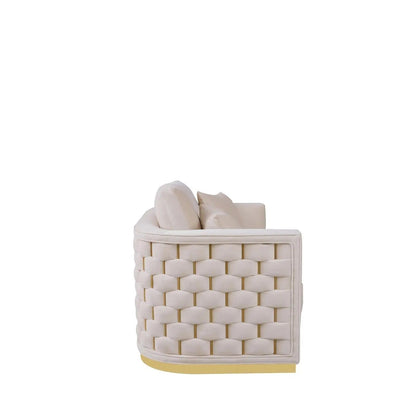 Lucia Shiny Gold Sofa Set – Beige