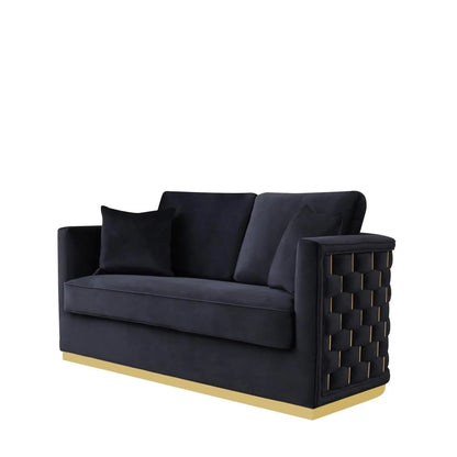 Lucia Shiny Gold Sofa Set – Black